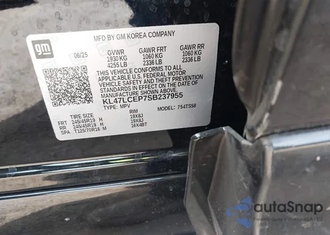 2025 Buick Envista Avenir Fwd from USA, damaged, VIN KL47LCEP7SB237955